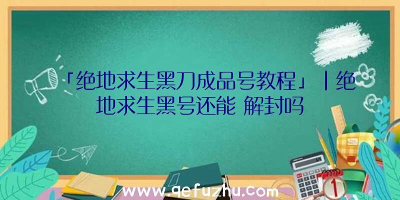 「绝地求生黑刀成品号教程」|绝地求生黑号还能